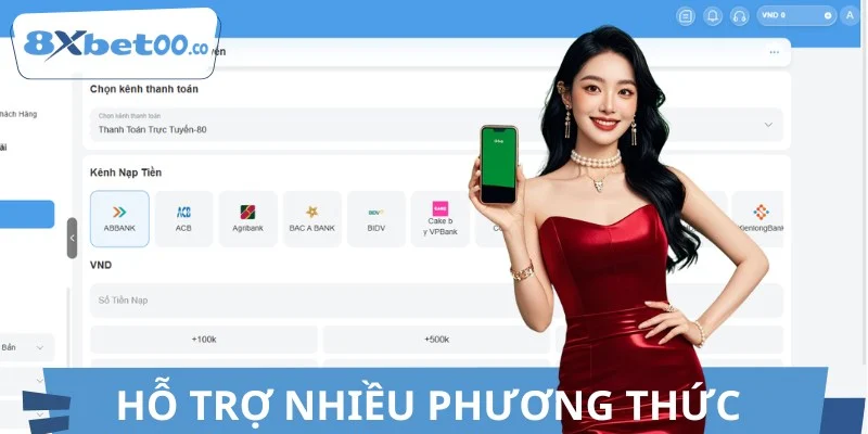 Hệ thống 8XBET hỗ trợ nhiều phương thức giao dịch nhanh chóng
