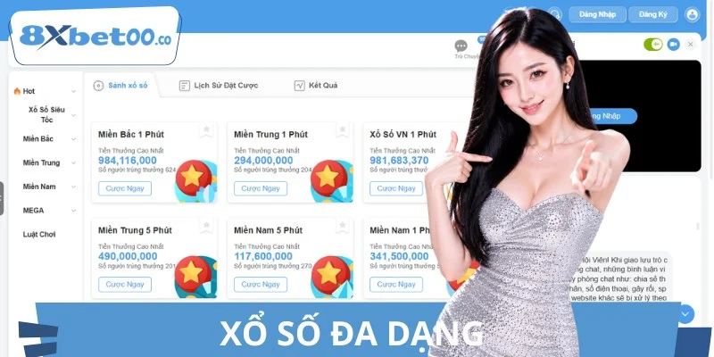 Sảnh xổ số 8XBET cung cấp nhiều hình thức tham gia hấp dẫn